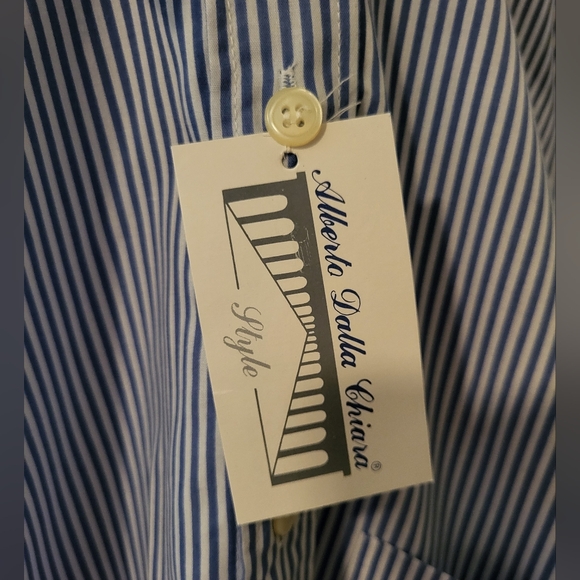 NWT Alberto Dalla Chiara Design Men's Stripe Button Up Dress Shirt Sz 40 (M) - Picture 4 of 6